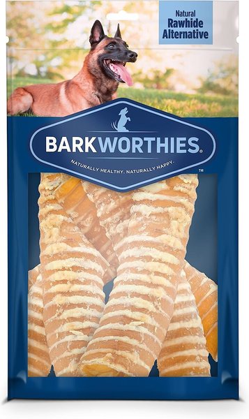 Barkworthies Beef Trachea Dog Chew， 1-lb bag