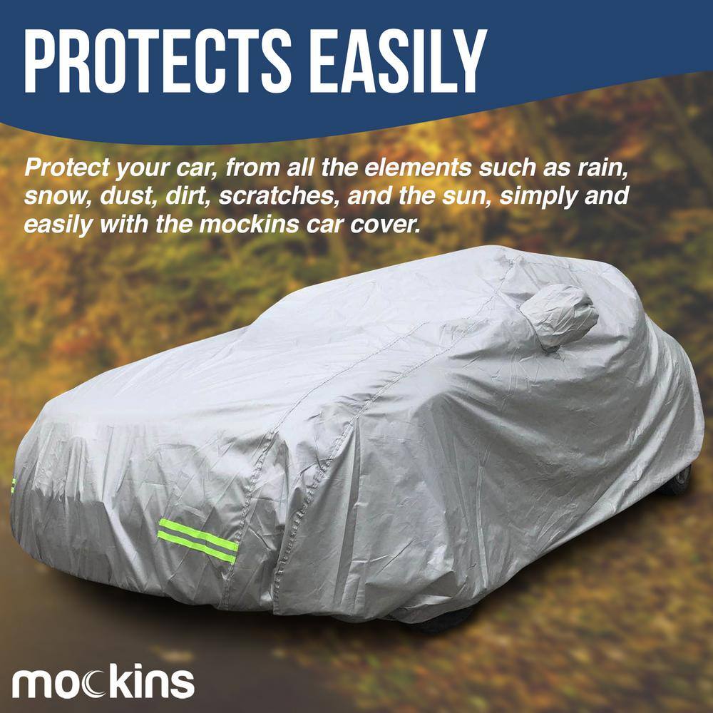 Mockins 190 in. x 75 in. x 60 in. Heavy-Duty 190T Silver Polyester Waterproof Car Cover MA-47