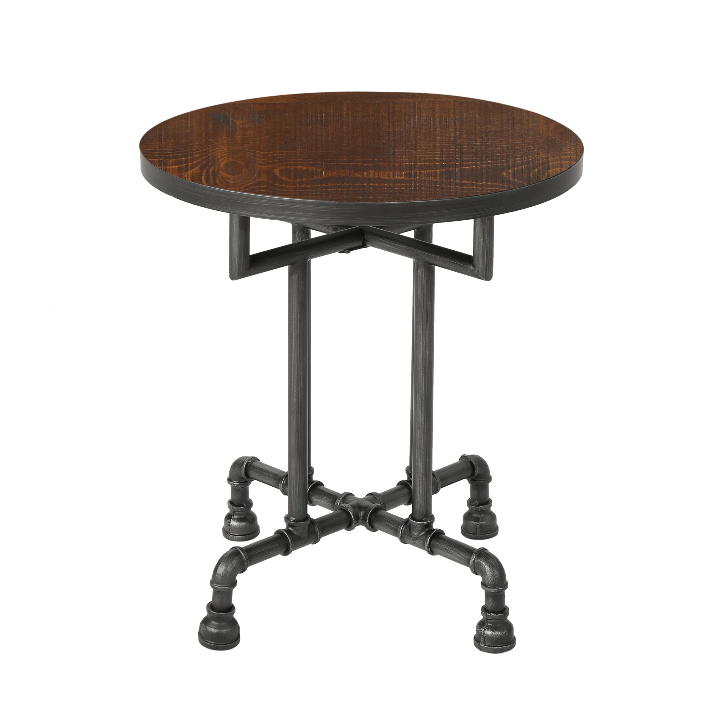 Atmos Industrial Faux Wood End Table, Dark Brown