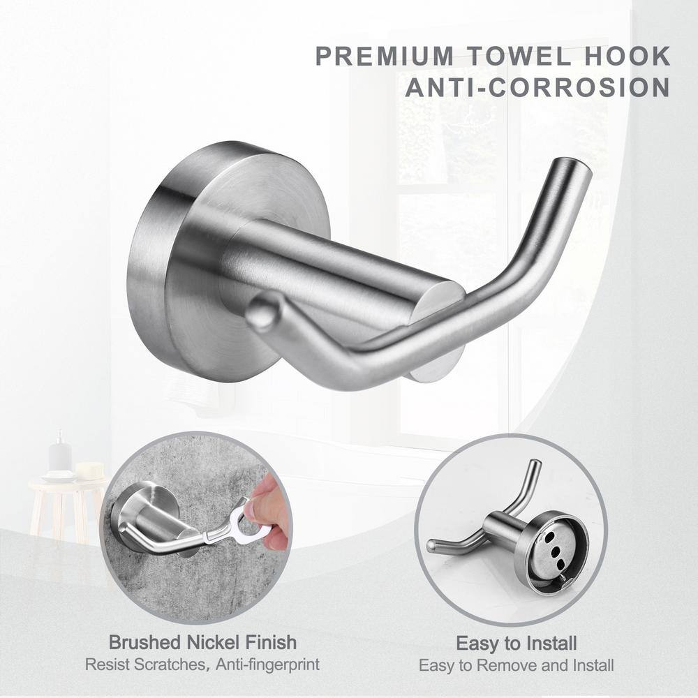 ALEASHA Knob-Hook Double RobeTowel Hook in Brushed Nickel AL-8J807