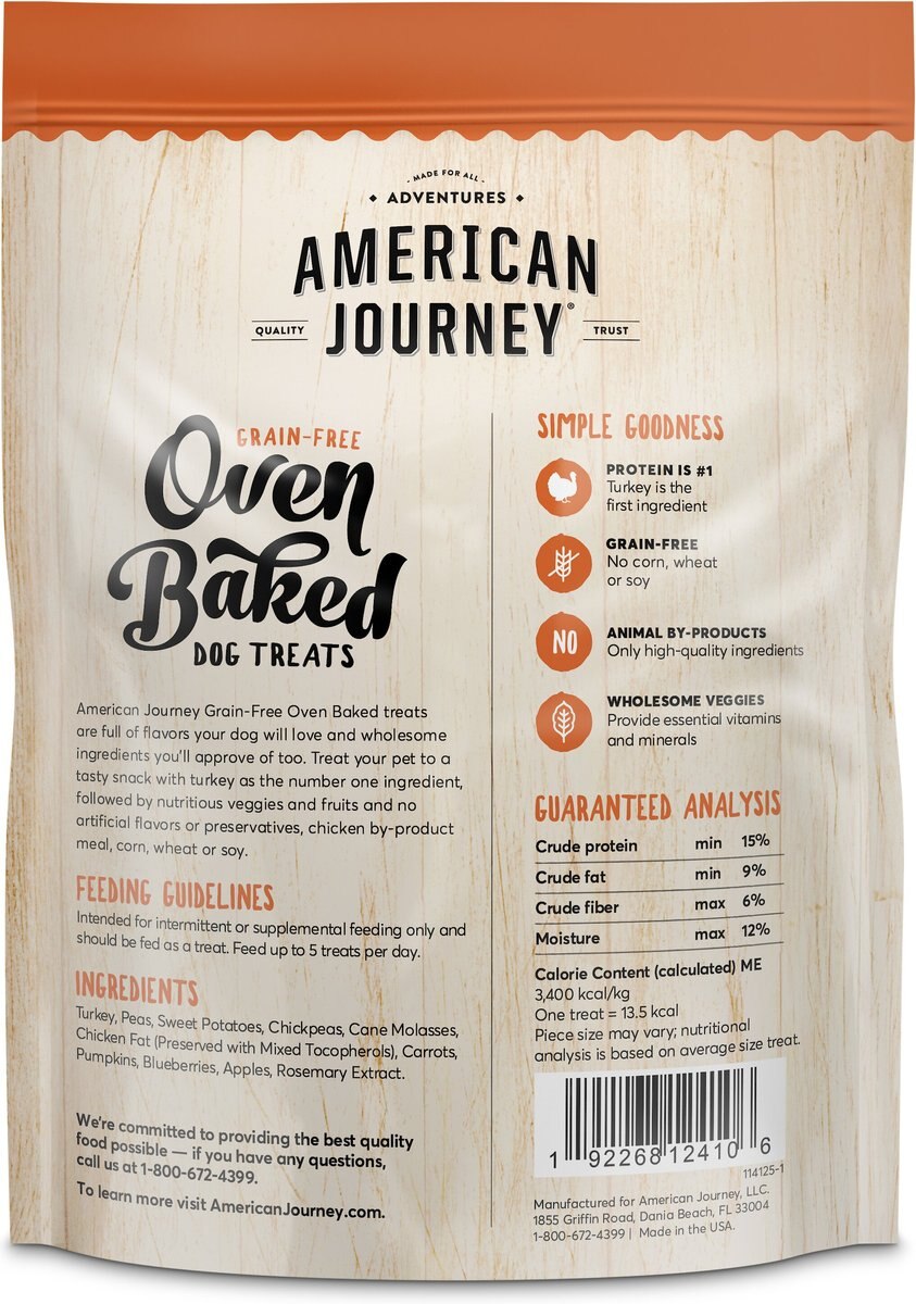 American Journey Turkey Recipe Grain-Free Oven Baked Crunchy Biscuit Dog Treats