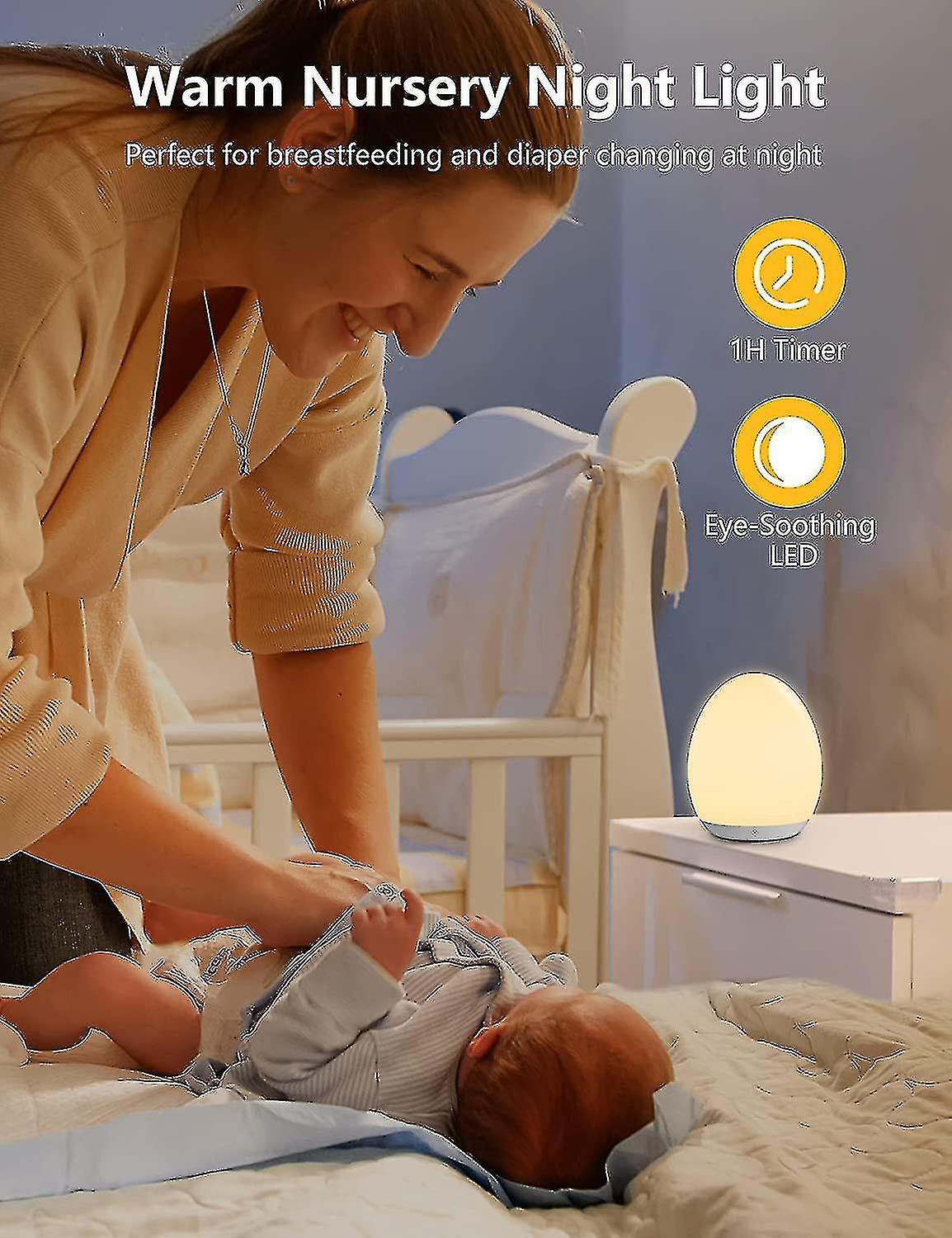 Night Lights，1800mah Baby Night Light， 7 Colors Changing Dimming Function， With 1 Hour Timer Touch Control(white)