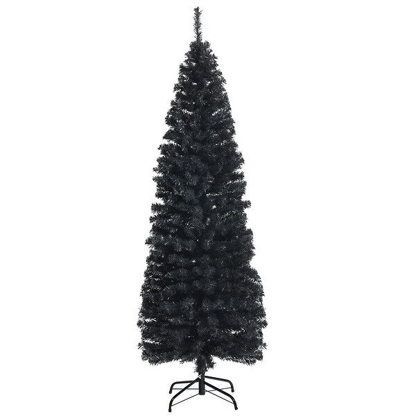 Costway 6FT Tinsel Tree Slim Pencil Christmas Tree Silver Champagne