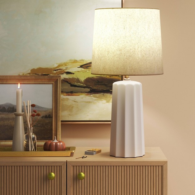 Ribbed Ceramic Table Lamp Cream