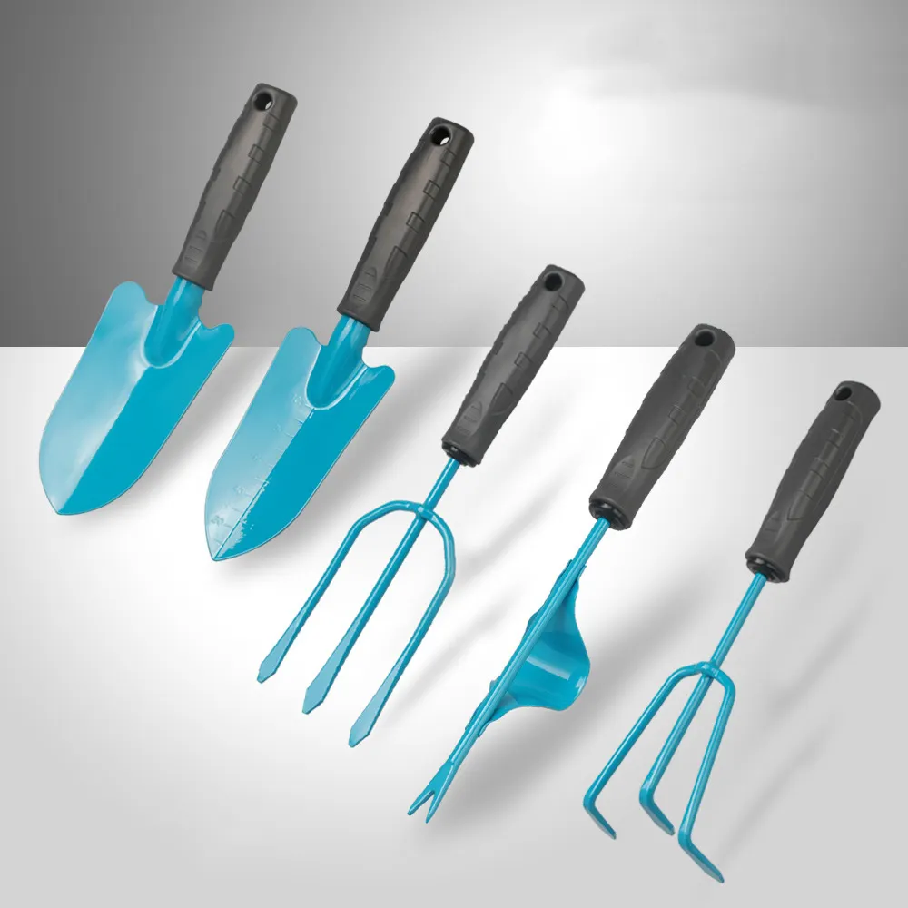 High Quality 5 Pieces  Blue Gardening Hand Tool Shovel  Rake Weeding Tool Gardening Tool Set