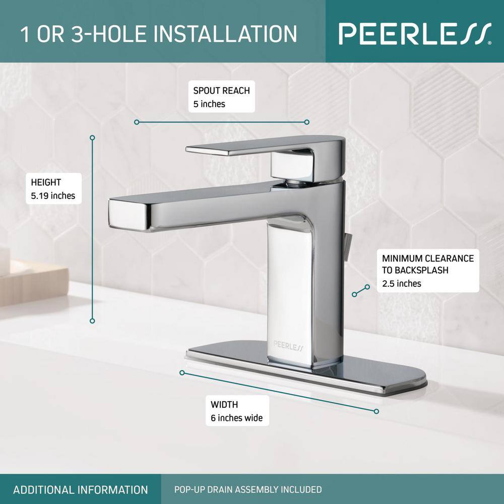 Peerless Xander Single Hole Single-Handle Bathroom Faucet with Metal Pop-Up Assembly in Chrome P1519LF-M