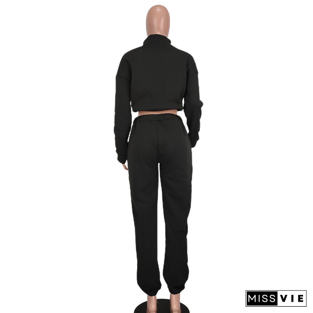 Turtleneck Loose Sweatshirt Jogging Pants Tracksuit