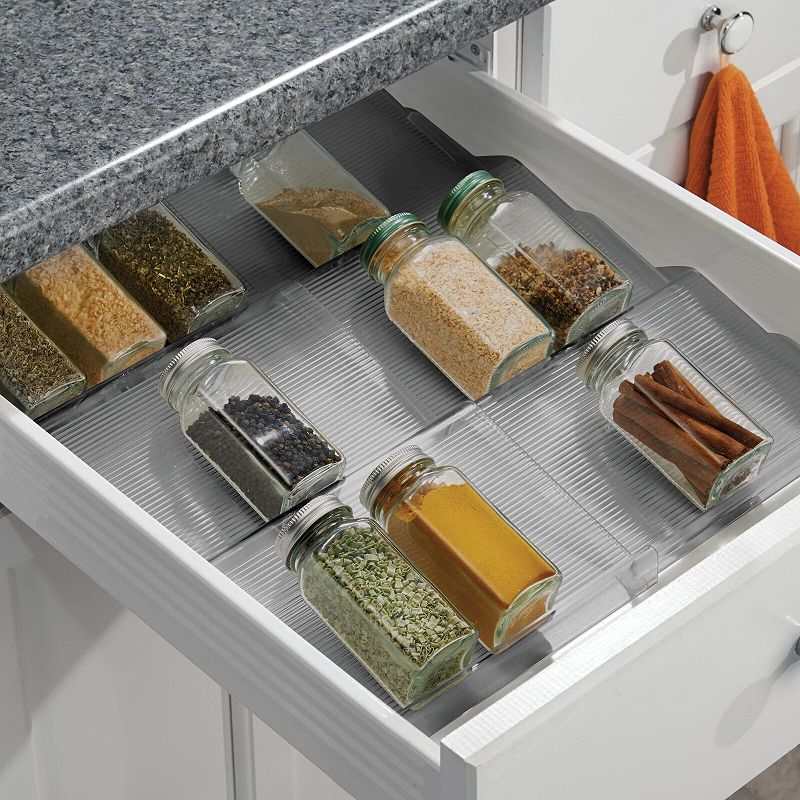 mDesign Expandable Plastic Spice Rack Drawer Insert， 3 Tiers