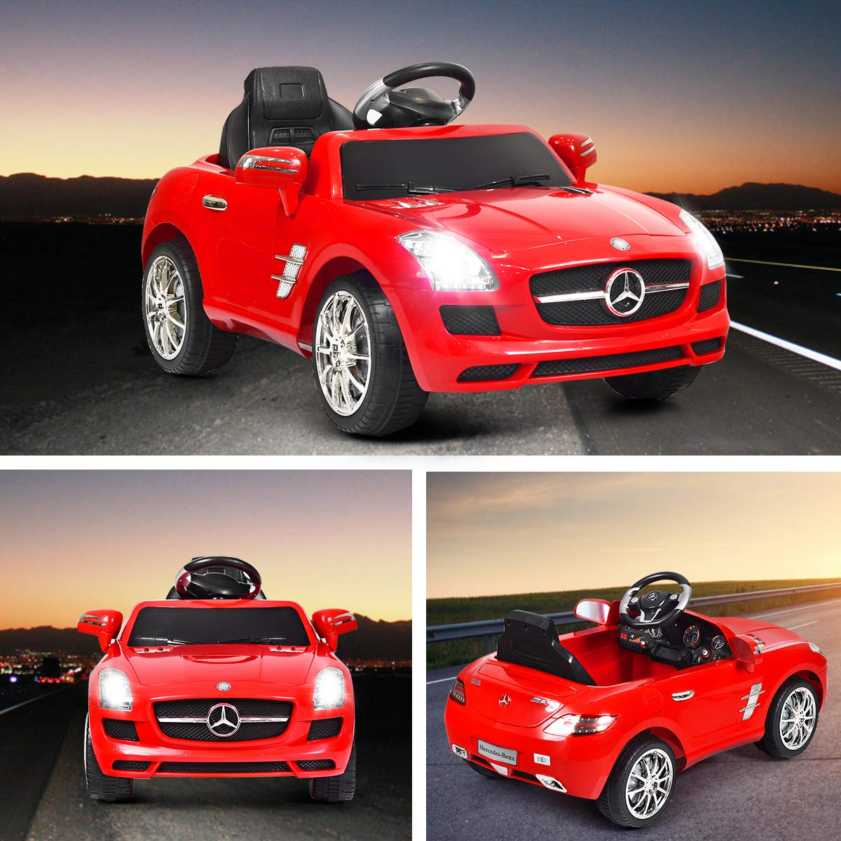 Costzon Ride On Car, Licensed Mercedes Benz SLS Battery Powered Electric Vehicle w/ Parental Remote Control