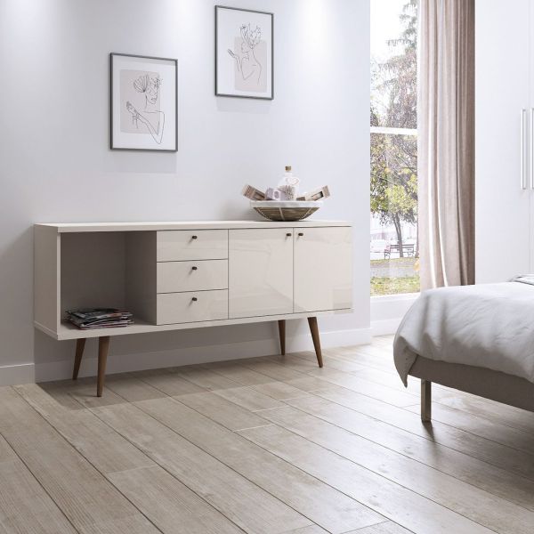 Utopia Wide Dresser in Off White and Maple Cream