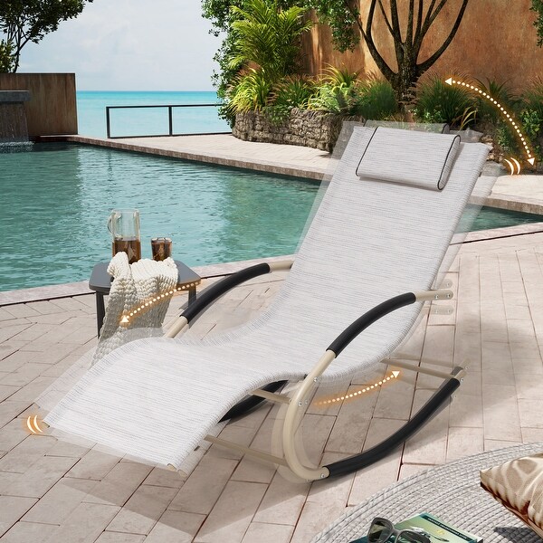 Pellebant Patio Rocking Chairs Chaise Lounge Chairs (Set of 2)