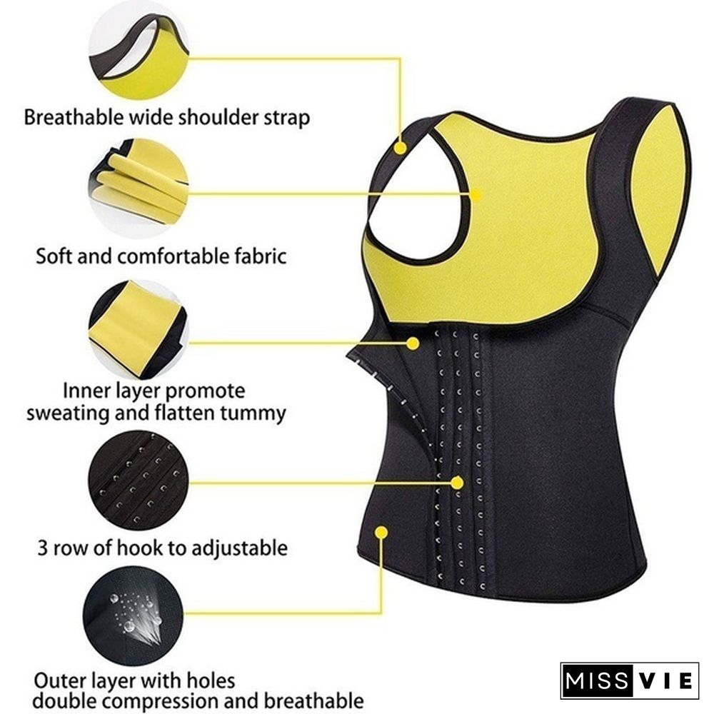 Women Sweat Vest Weight Loss Slimming Waist Trainer Corset Workout Body Shaper Compression Shirt Sport Tank Top