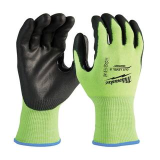 MW Large High Visibility Level 2 Cut Resistant Polyurethane Dipped Work Gloves 48-73-8922