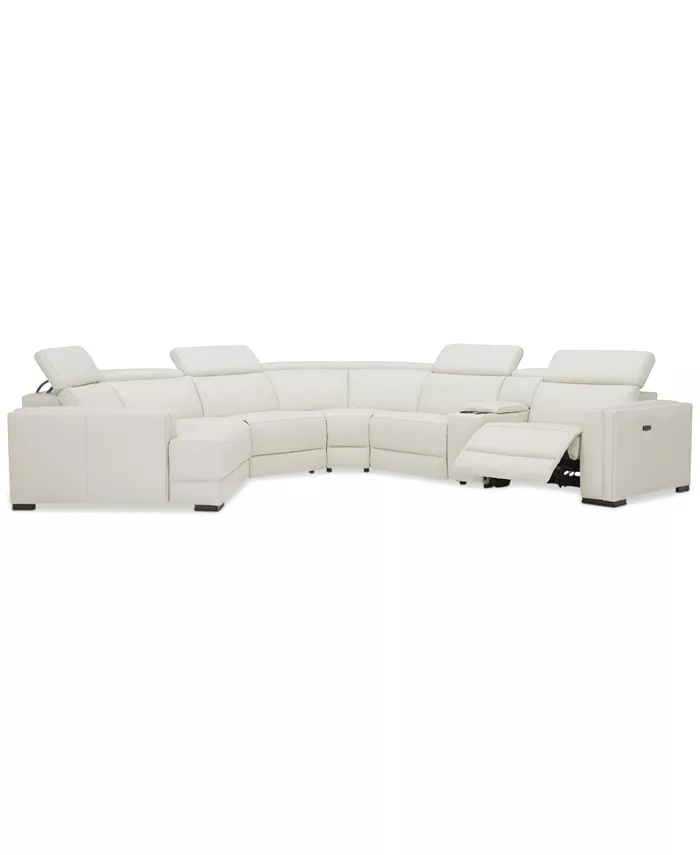 Furniture Jenneth 6-Pc. Leather Sofa with 1 Power Motion Recliner and Cuddler