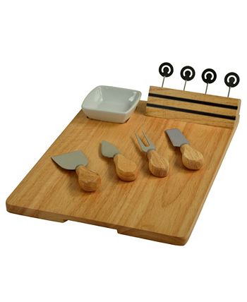 Picnic At Ascot Windsor hardwood Cheese Board Set -Tools， Cheese Markers， Bowl