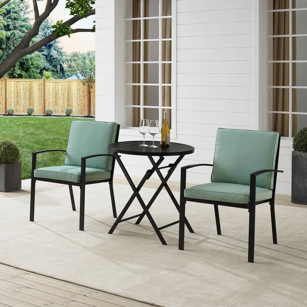 3pc Kaplan Outdoor Steel Chat Set Mist bronze Crosley