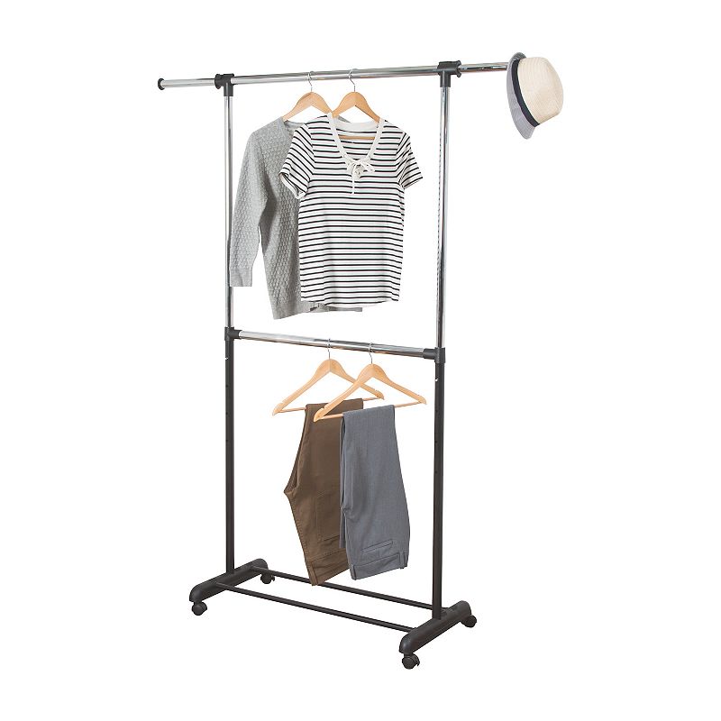 Honey-Can-Do Adjustable Rolling Metal Double Clothes Rack