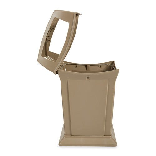 Rubbermaid FG917388BEIG Ranger 45-Gallon Trash Can with 4 Openings， Beige