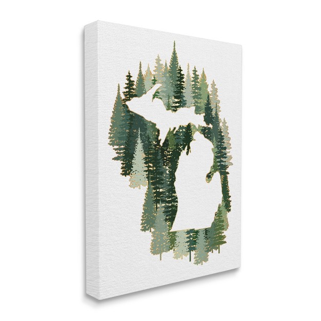 Stupell Industries Michigan State Outline Green Pine Tree Forest