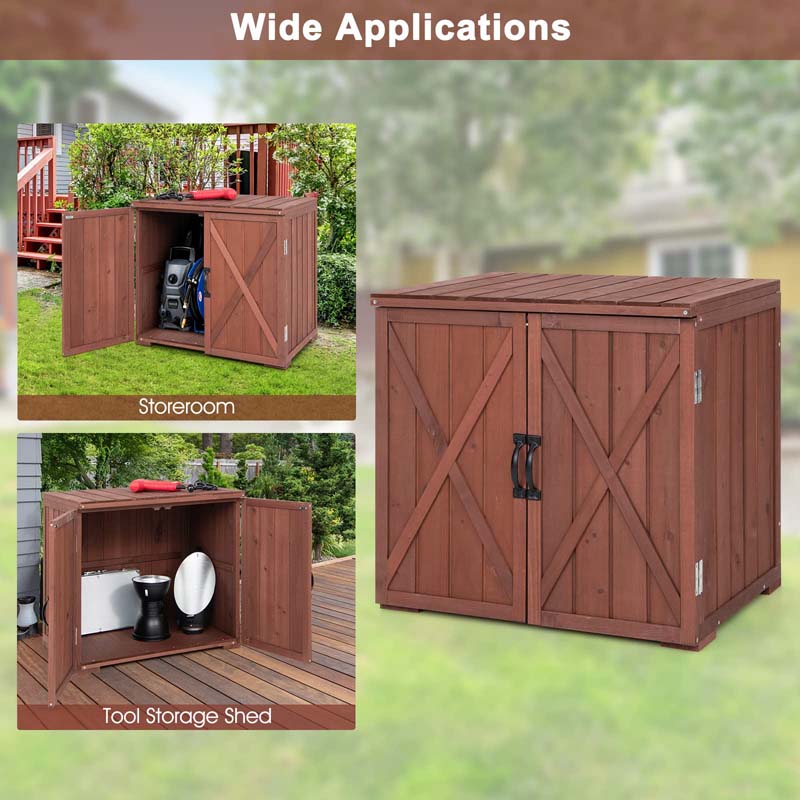 Wooden Garden Storage Cabinet Outdoor Tool Shed for Patio Backyard with Doors, 30