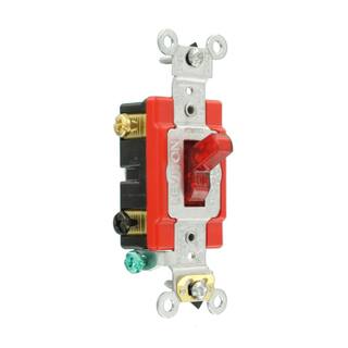 Leviton 20 Amp Industrial Grade Heavy Duty Double-Pole Pilot Light Toggle Switch Red 1222-PLR