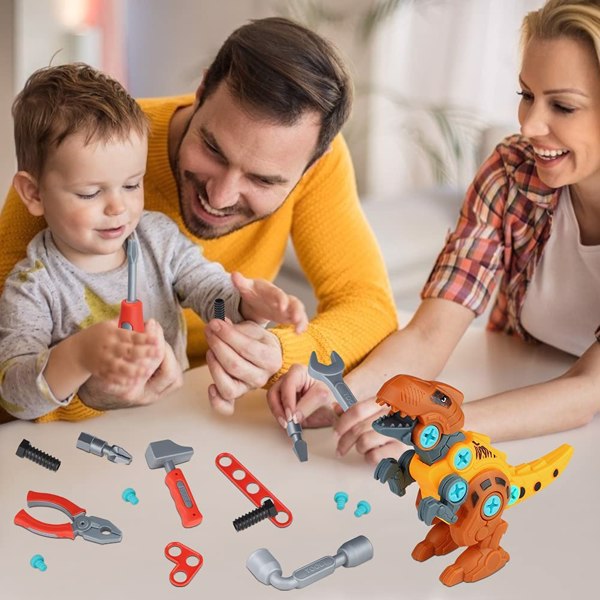 Take Apart Dinosaur Toys for Kids Toys Toolbox Construction Building with Electric Drill， Dinosaur Toys Christmas Birthday Gifts Boys Girls