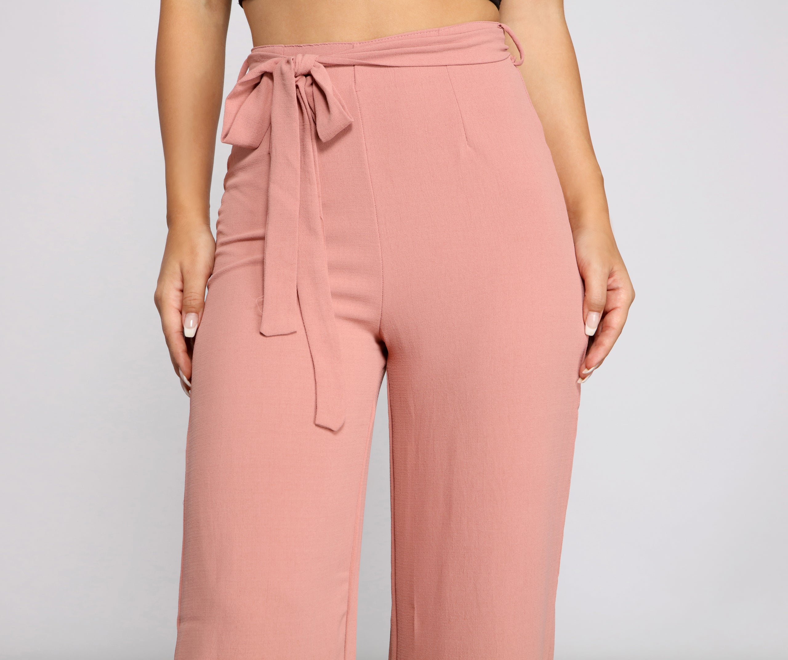 High Waist Tie Waist Linen Pants