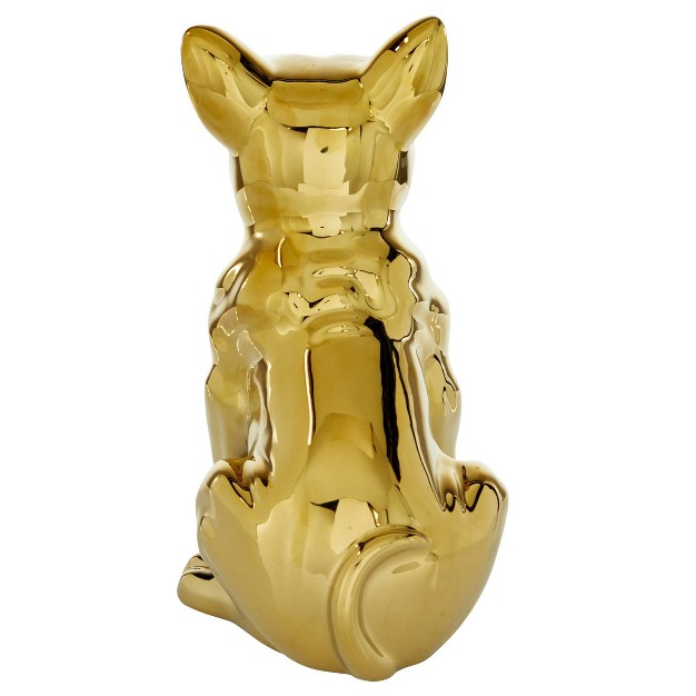 Ceramic Bulldog Sculpture With Sunglasses Gold Cosmoliving By Cosmopolitan