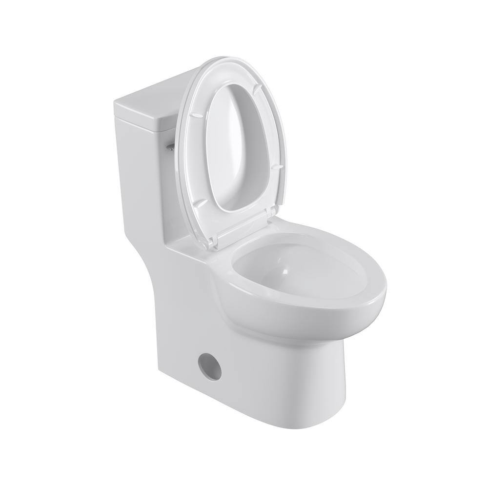 tunuo 1-piece 1.28GPF Single Flush Elongated Toilet in Glossy White Seat Included SF-YBS-128