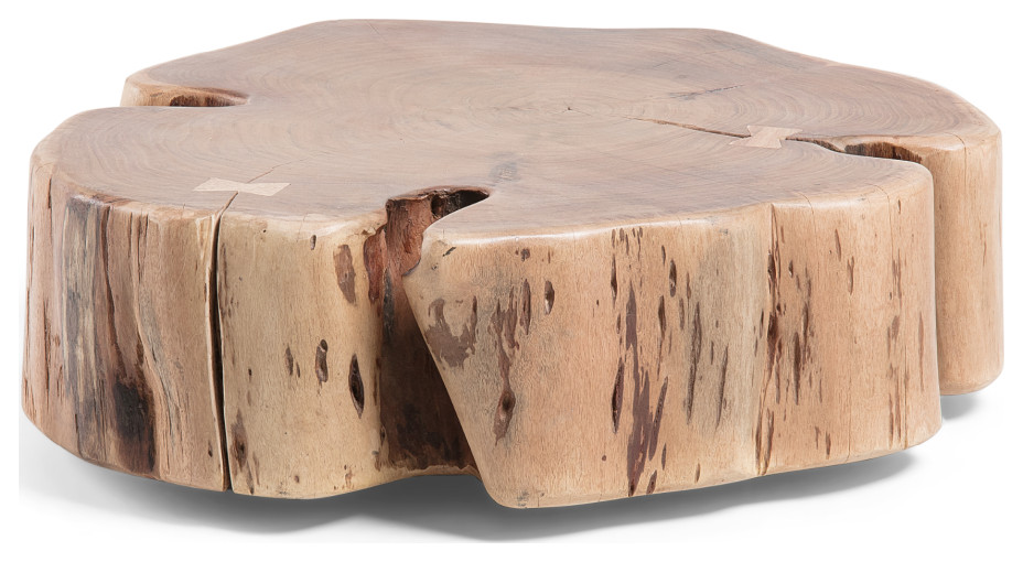 Acacia Wood Slab Side Table  La Forma Essi   Rustic   Side Tables And End Tables   by Oroa   Distinctive Furniture  Houzz