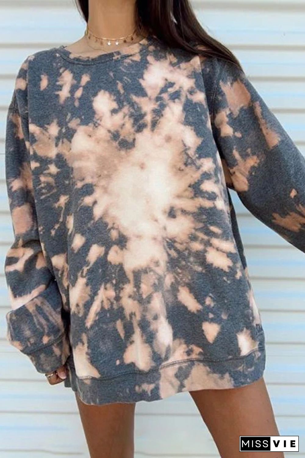 Orange Tie-dye Printed Oversized Sweatshirt