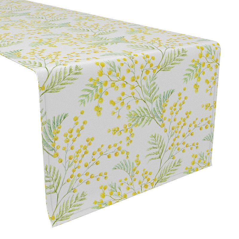 Table Runner， 100% Polyester， 12x72， Mimosa Flowers