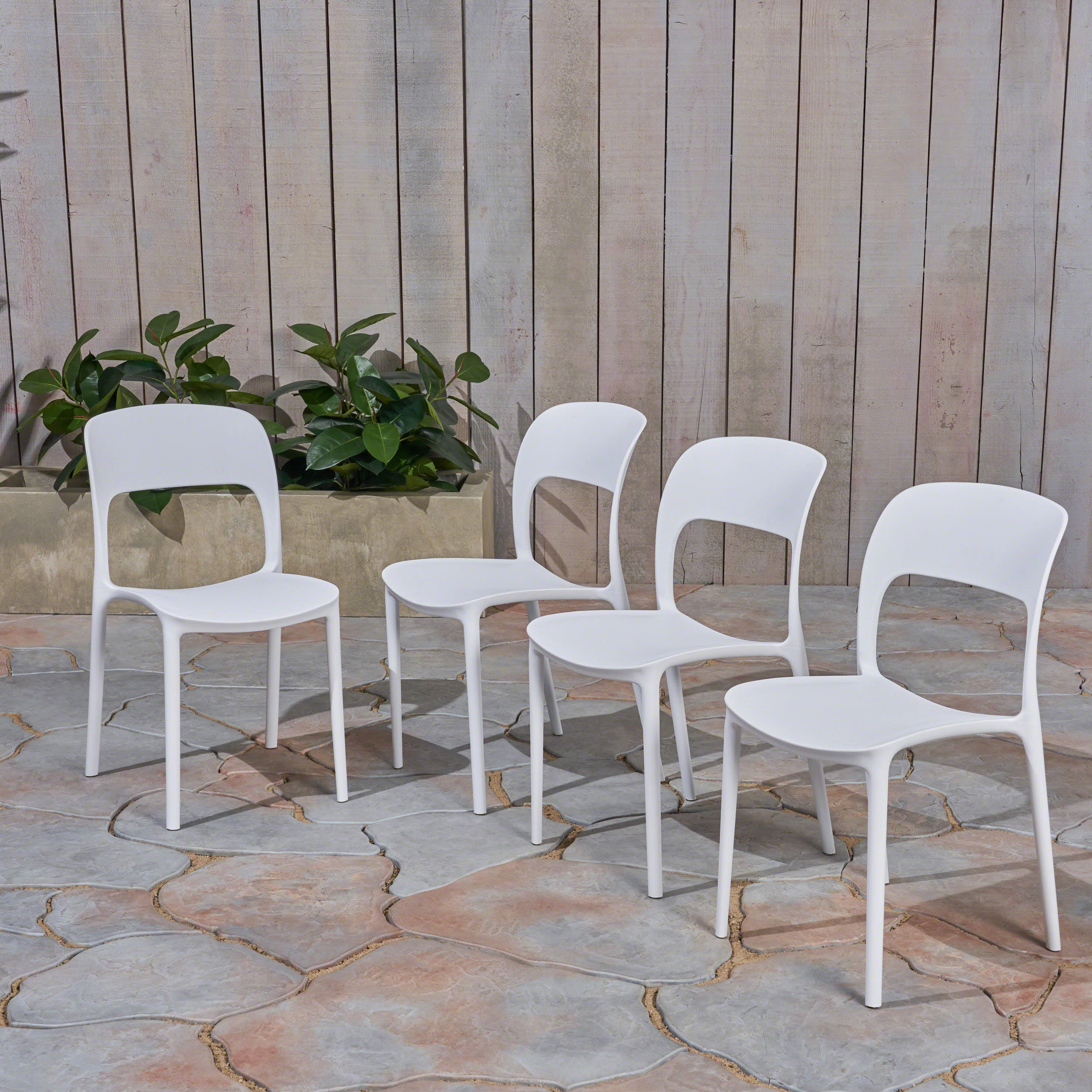 Dean Outdoor Plastic Chairs (Set of 2)