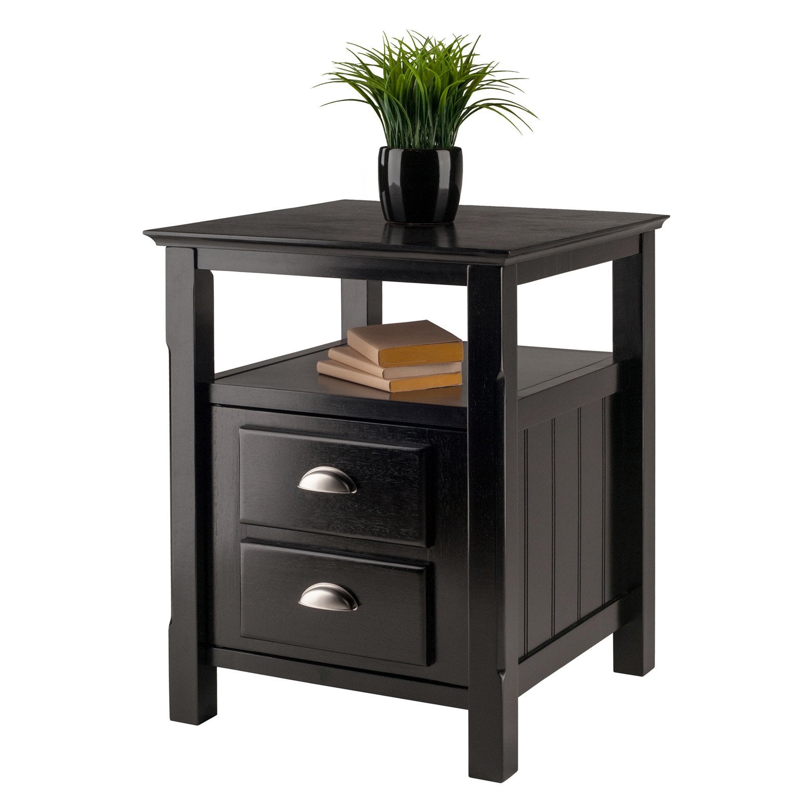 Winsome Wood Timber Nightstand with Door, Black Finish