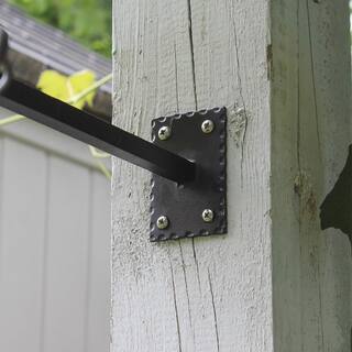 ACHLA DESIGNS 3 in. Tall Black Powder Coat Metal Lodge Straight Brackets with Multiple Hooks (Set of 2) B-106-2