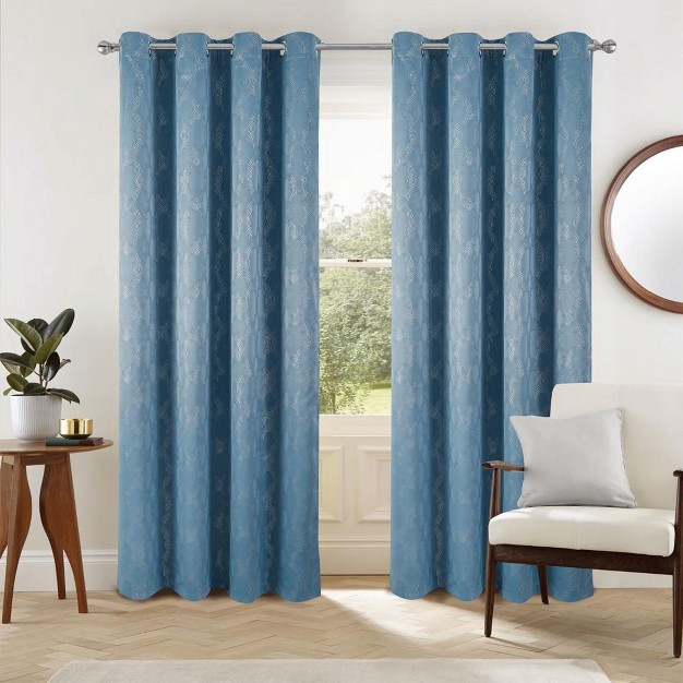 Jansen Rubber Blackout Grommet Curtain Panel Blue By Olivia Gray