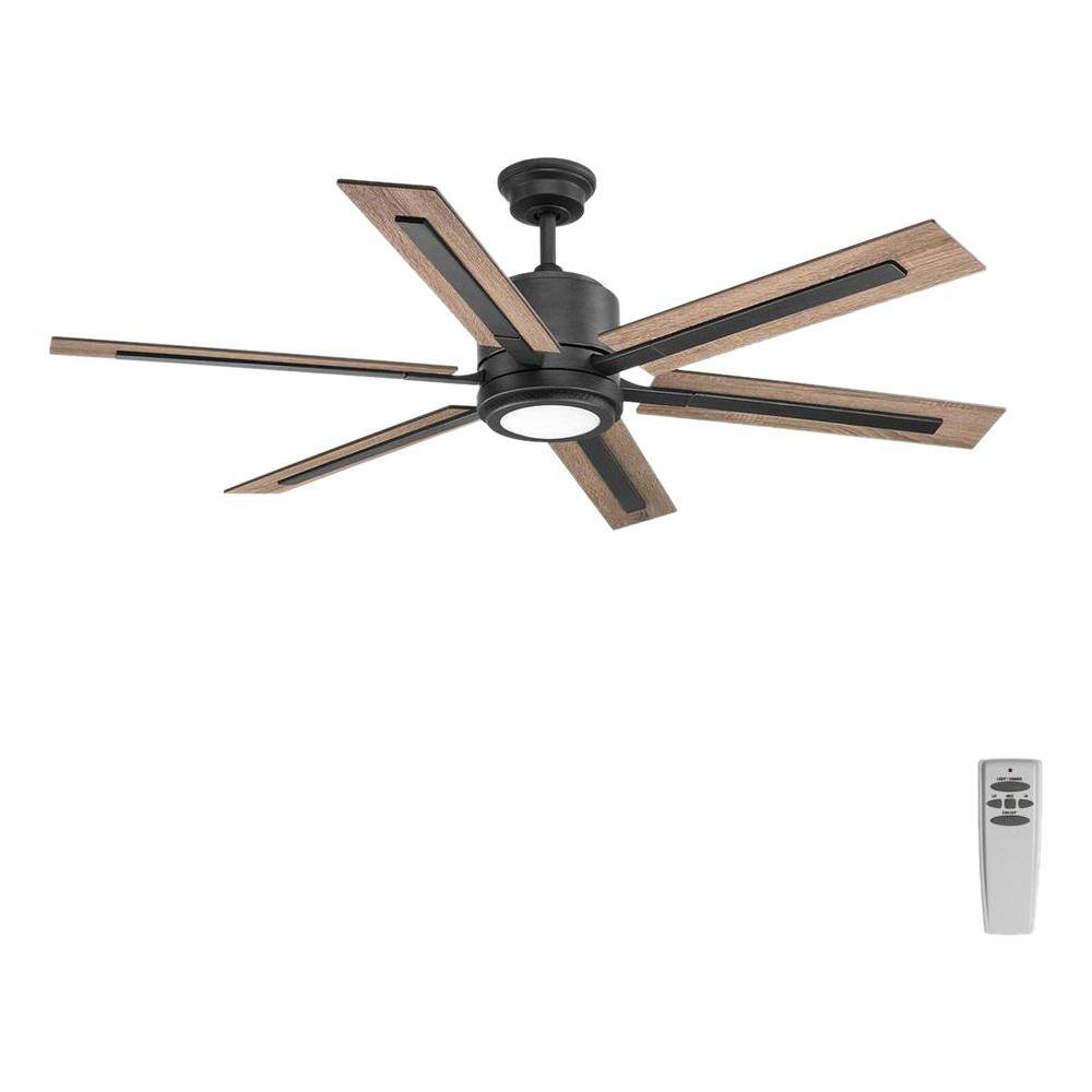 Progress Lighting Glandon 60 in. 6-Blade Indoor Black-Gilded Iron Ceiling Fan for Living Room with LED Light and Remote P2586-7130K