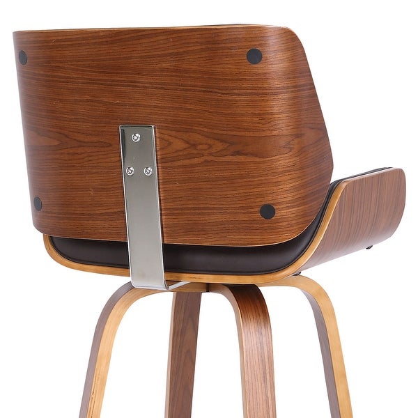 Tyler Mid-Century Modern Swivel Counter/Bar Stool in Faux Leather and Wood