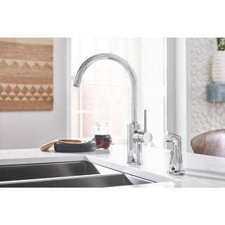 MOEN Sombra Single-Handle Standard Kitchen Faucet with Side Sprayer in Chrome 87702