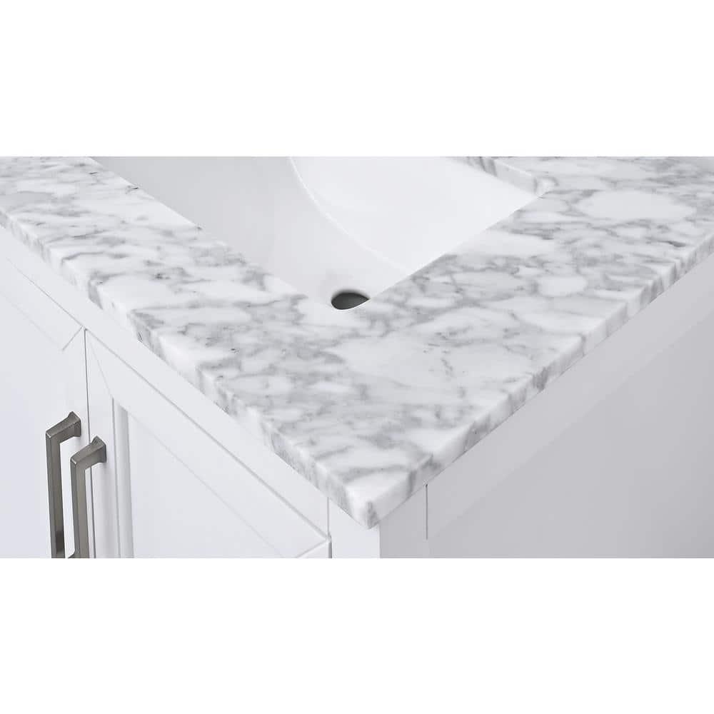 Home Decorators Collection 25 in W x 22 in D Bianco Carrara White Marble Vanity Top with White Basin