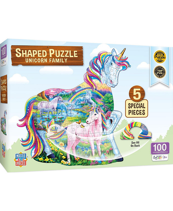 MasterPieces Puzzles Shaped - Unicorn Family 100 Piece Kids Jigsaw Puzzle