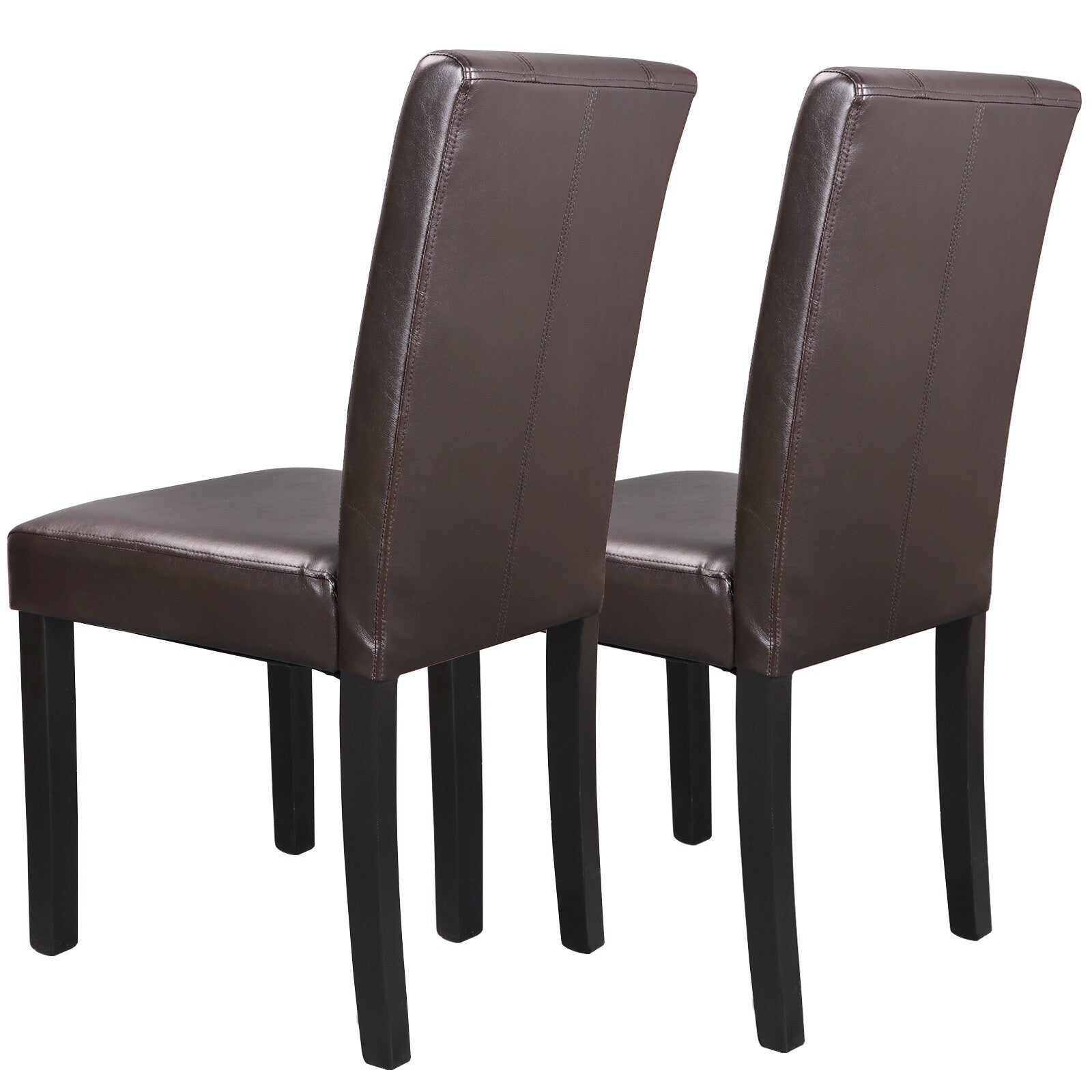 ZENY 2 Pieces Simple Style Parson Chair Urban Leather Dining Seats， Brown