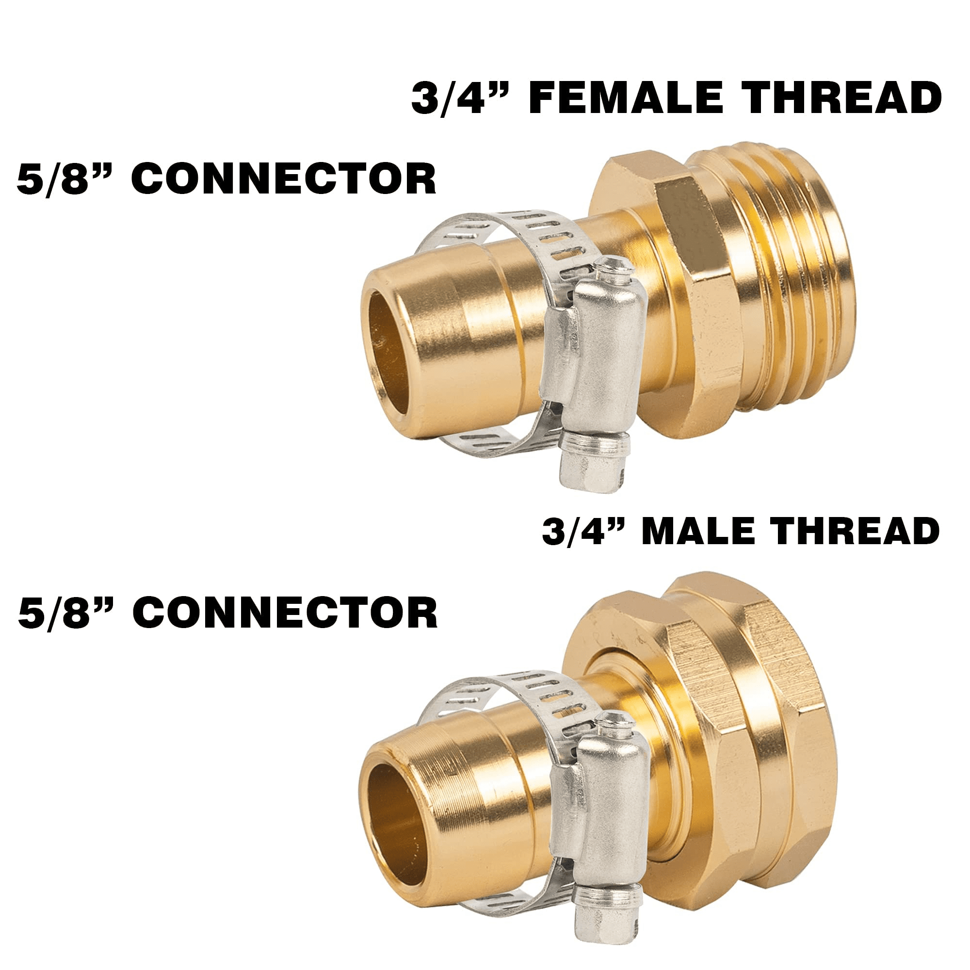 Garden Hose Repair Connector with Clamps， Fit for 3/4