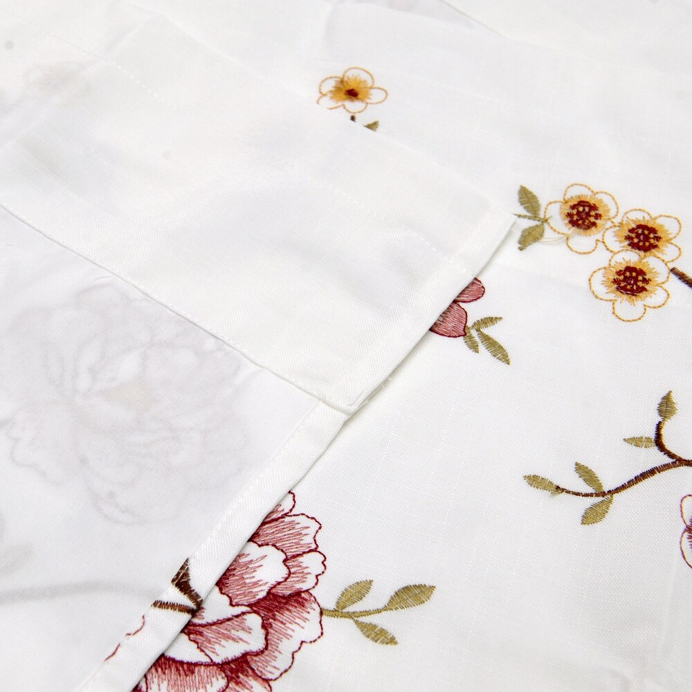 Serenta Embroidery Red/Gold Spring Flower Valance
