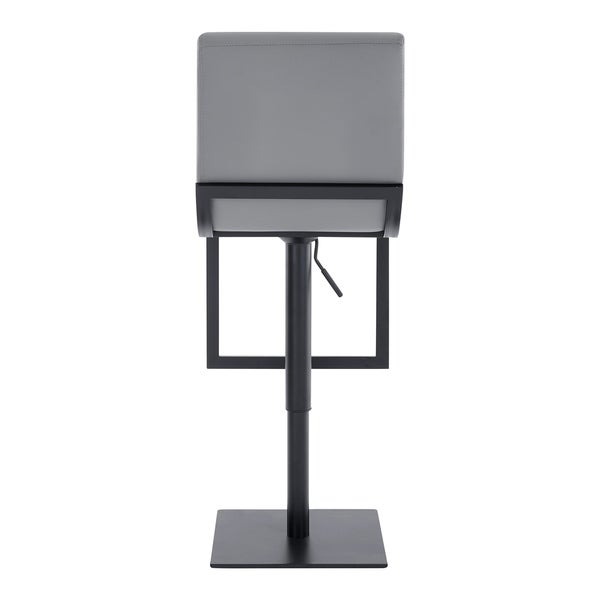 Armen Living Victory Swivel Barstool in Steel and Grey Faux Leather