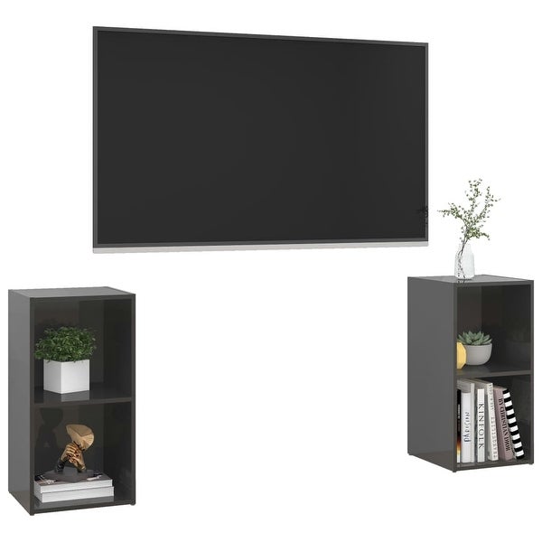 TV Cabinets 2 pcs High Gloss Gray 28.3