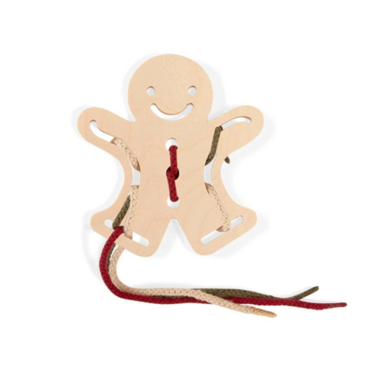 Wooden Lacing Toy in Gingerman - Natural by Babai