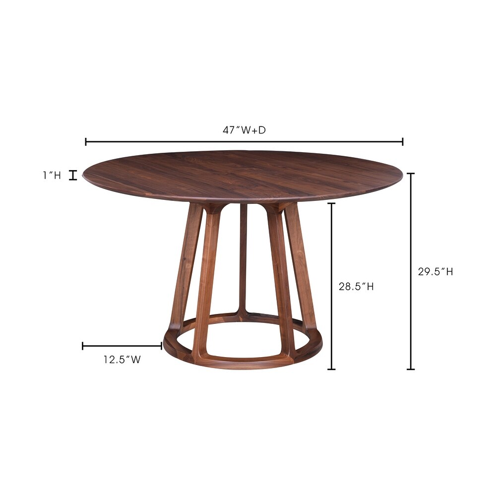 Aurelle Home Round Solid Walnut Mid Century Dining Table   47\