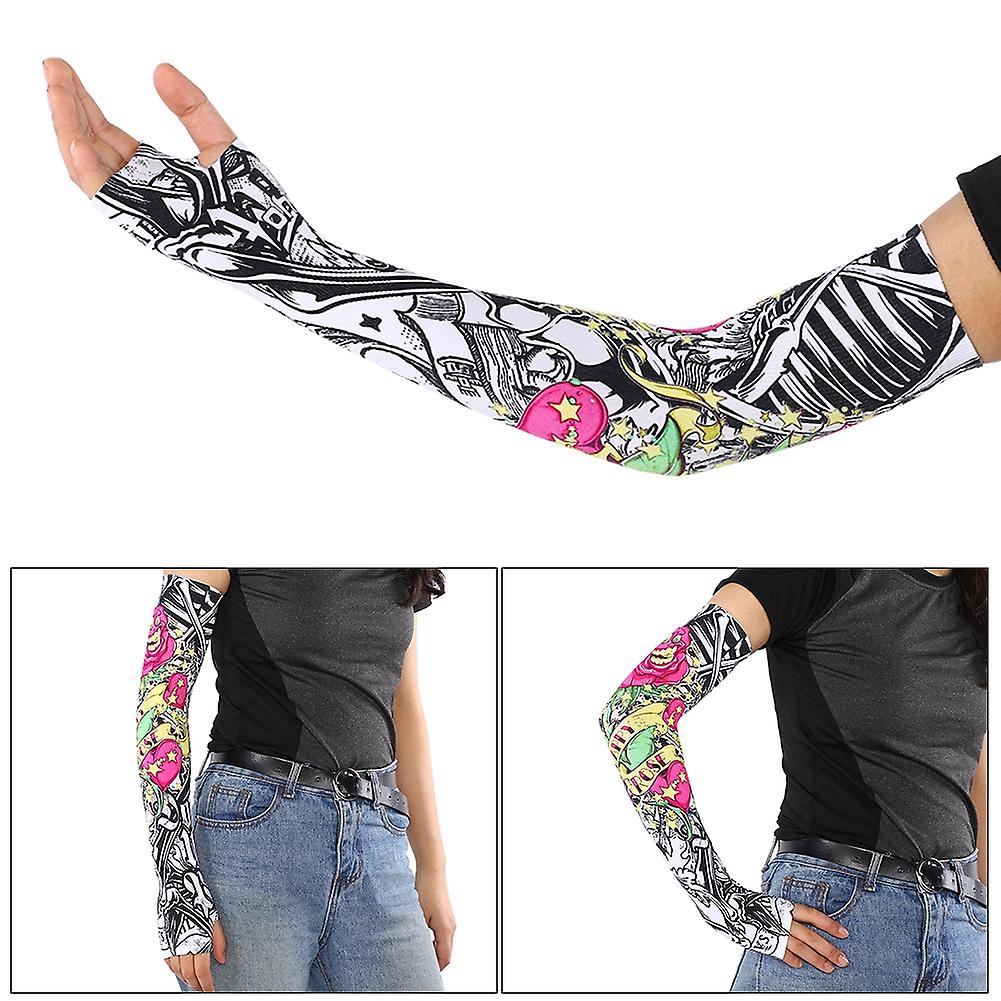 1 Pairs Arm Sleeves For Sun Protection， Cooling Sleeves Uv Sleeve Sports Half Finger Sleeves With Thumb Hole For Cycling， Fishing， Hiking， Driving[e]