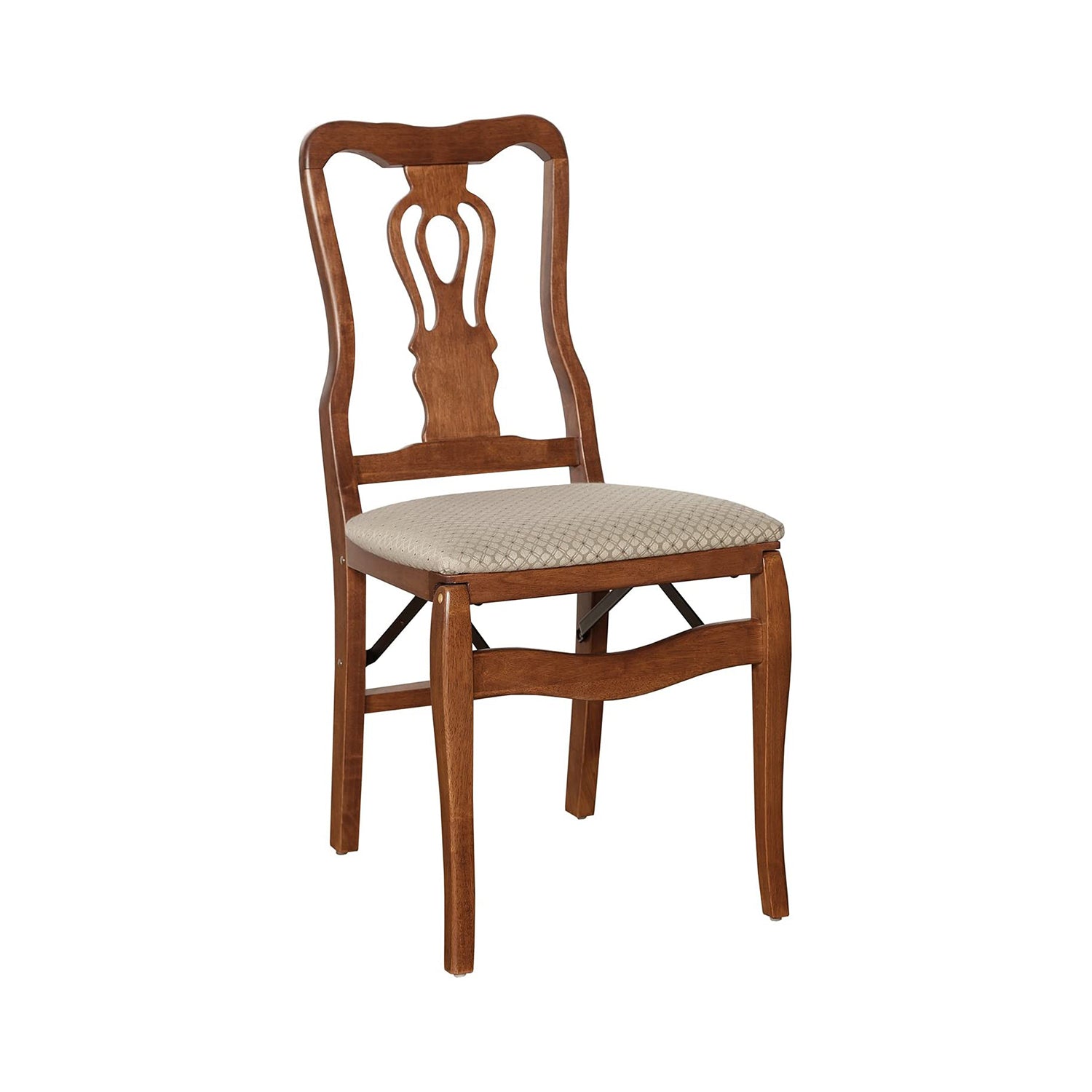 Chippendale hardwood folding chair in light cherry with Blush upholstery